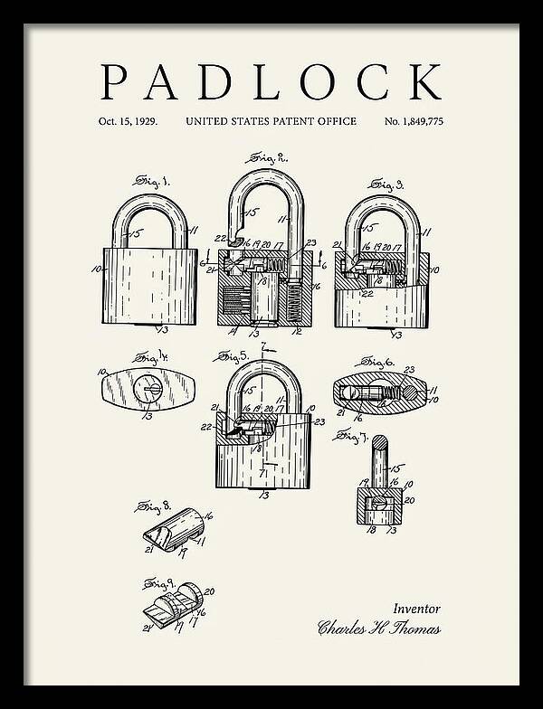 Padlock Minimalist Patent Us1849775a