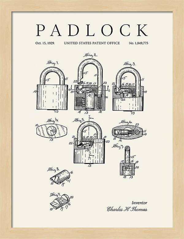 Padlock Minimalist Patent Us1849775a