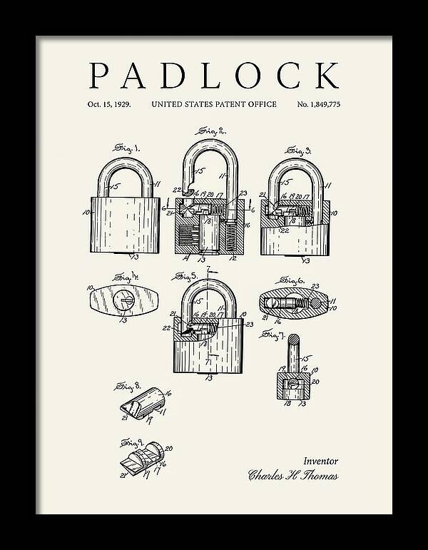 Padlock Minimalist Patent Us1849775a
