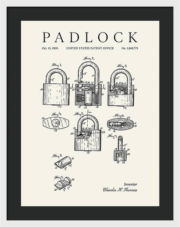 Padlock Minimalist Patent Us1849775a