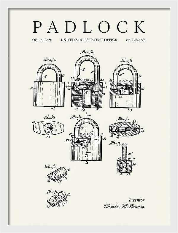 Padlock Minimalist Patent Us1849775a
