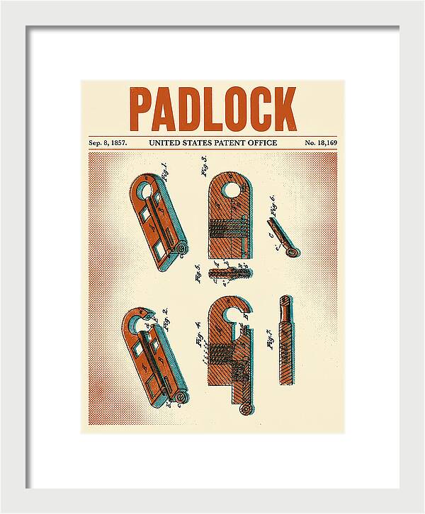 Padlock Retro Patent Us18169a