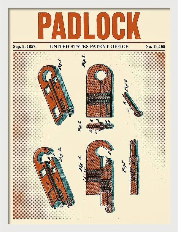 Padlock Retro Patent Us18169a