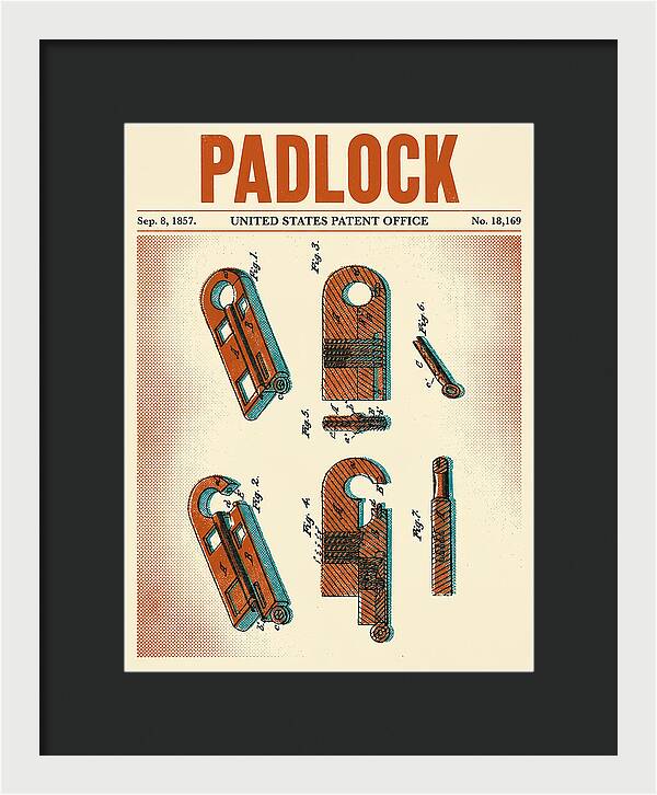 Padlock Retro Patent Us18169a