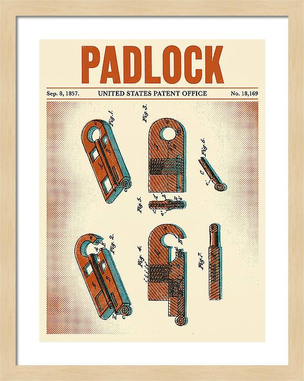 Padlock Retro Patent Us18169a