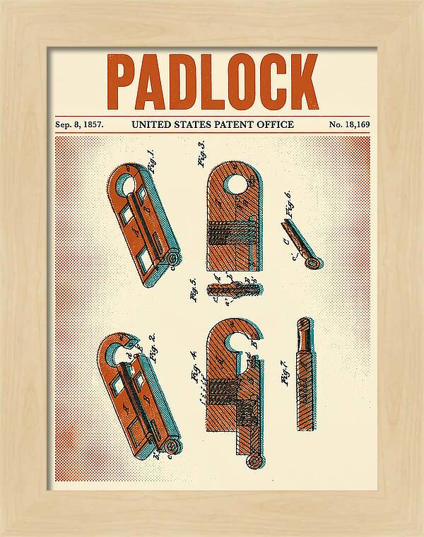 Padlock Retro Patent Us18169a