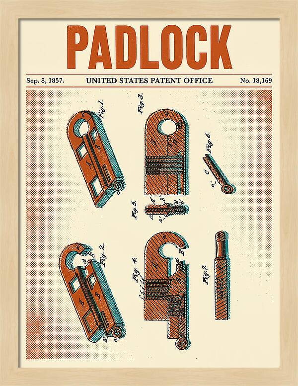 Padlock Retro Patent Us18169a