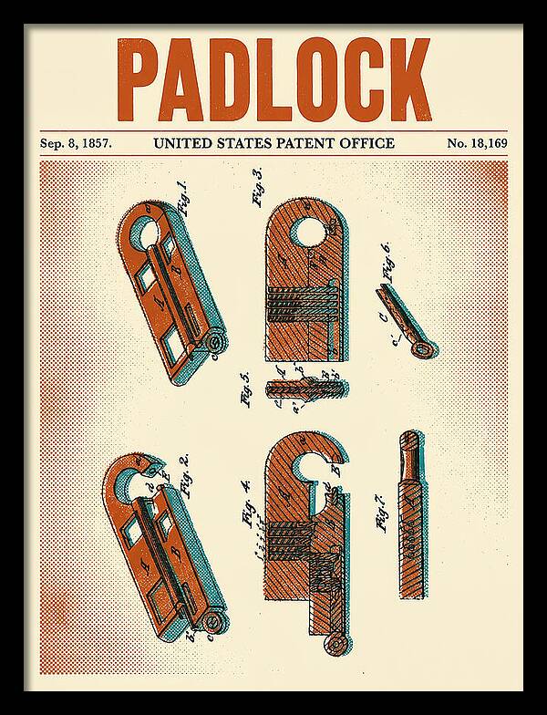 Padlock Retro Patent Us18169a