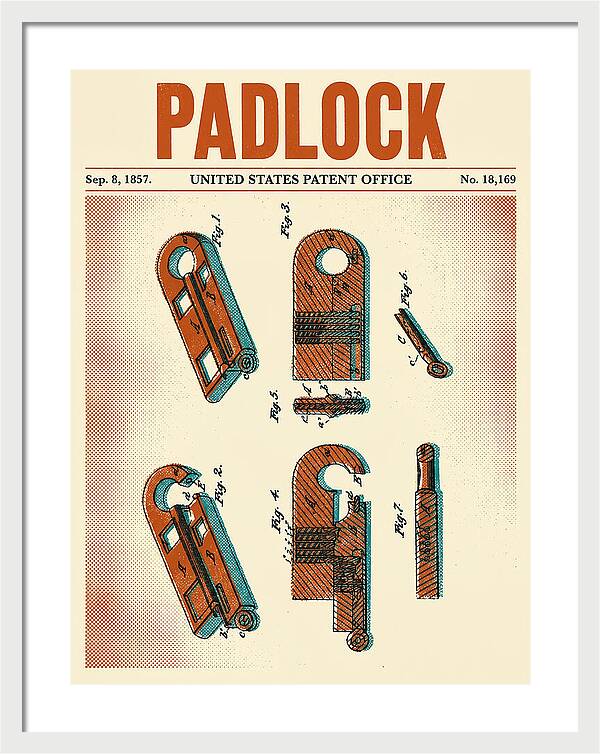 Padlock Retro Patent Us18169a