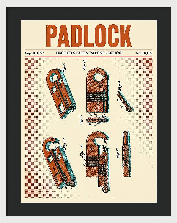 Padlock Retro Patent Us18169a