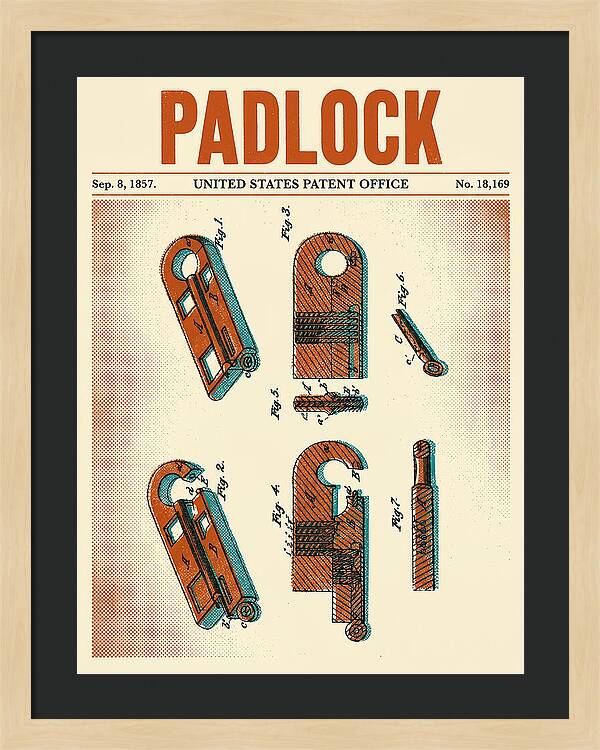 Padlock Retro Patent Us18169a