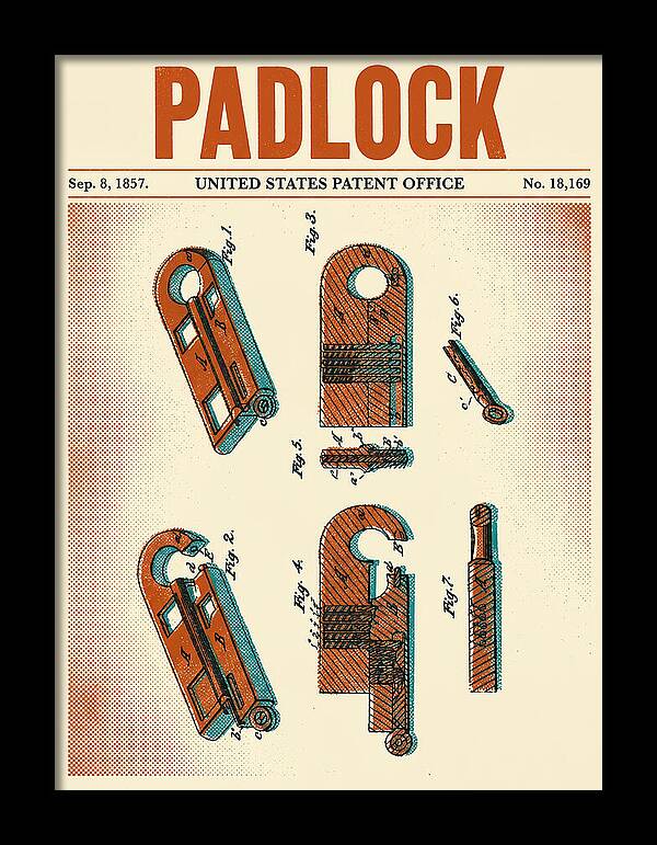 Padlock Retro Patent Us18169a