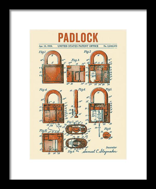Padlock Retro Patent Us2048570a