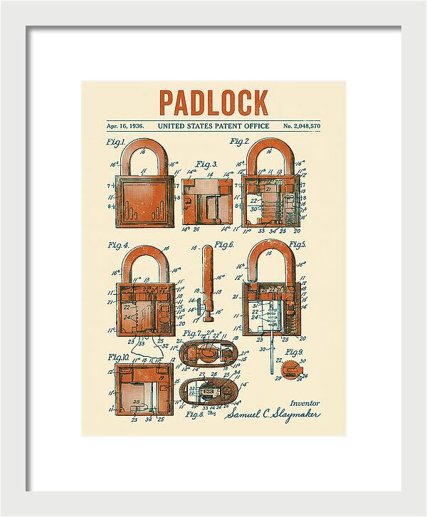 Padlock Retro Patent Us2048570a
