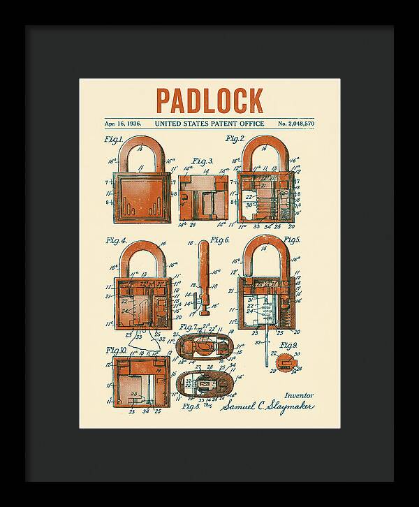 Padlock Retro Patent Us2048570a