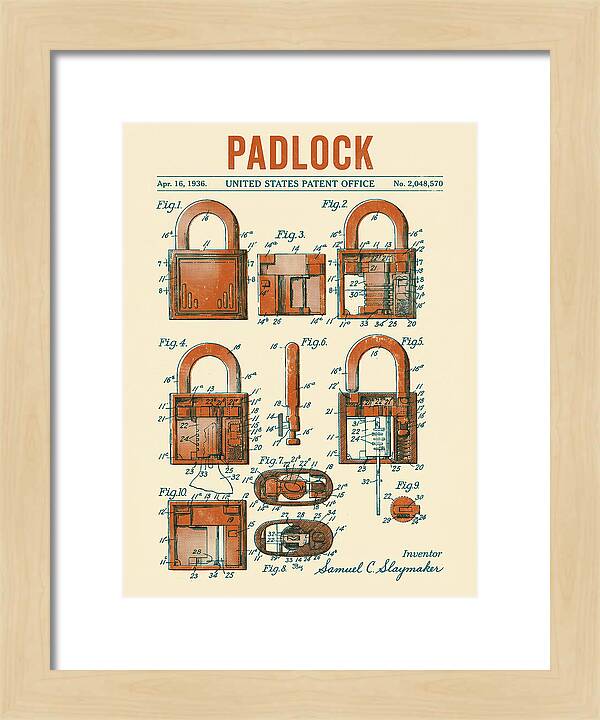 Padlock Retro Patent Us2048570a
