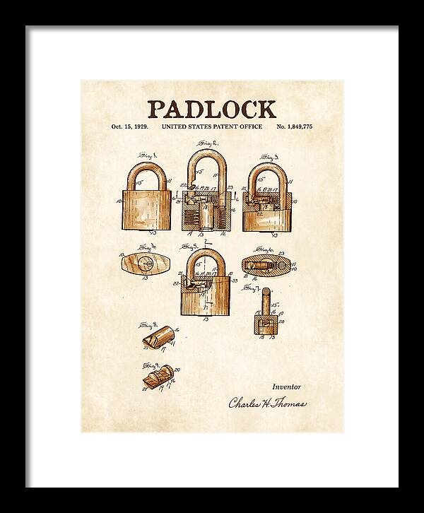 Padlock Watercolor Patent Us1849775a