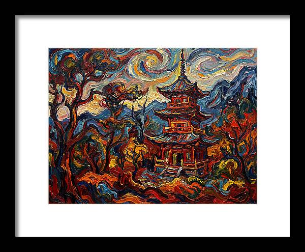 Pagoda In Vibrant Swirls