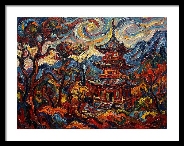Pagoda In Vibrant Swirls