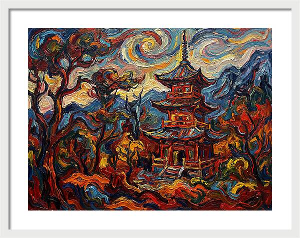 Pagoda In Vibrant Swirls