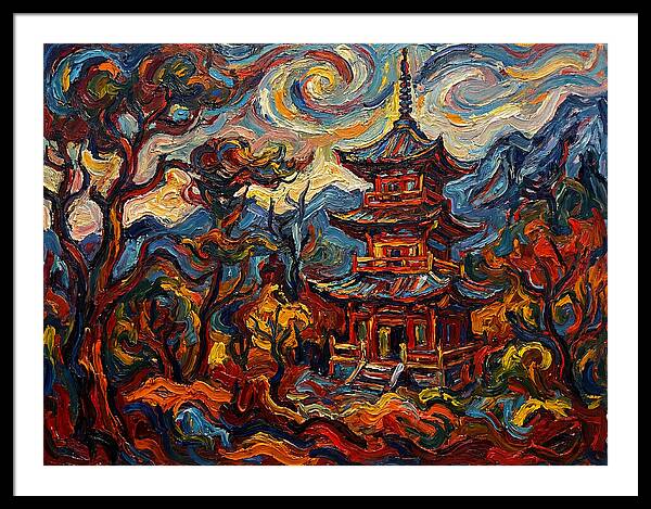 Pagoda In Vibrant Swirls