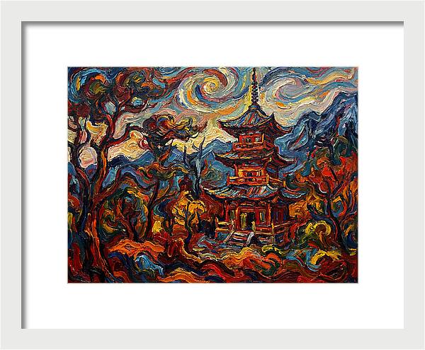 Pagoda In Vibrant Swirls