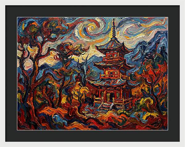 Pagoda In Vibrant Swirls