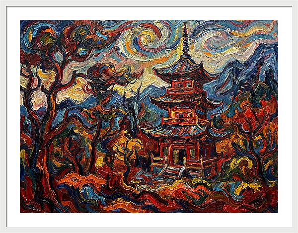 Pagoda In Vibrant Swirls