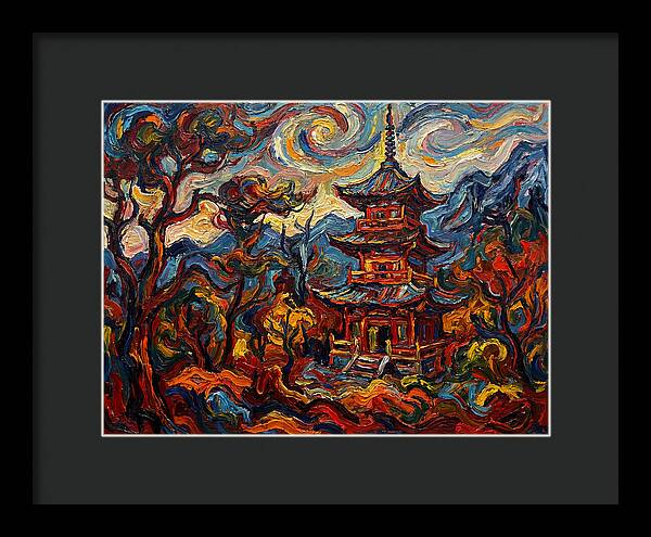 Pagoda In Vibrant Swirls