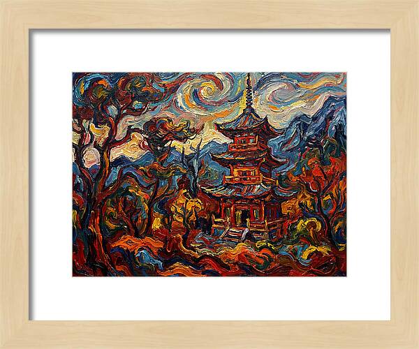 Pagoda In Vibrant Swirls