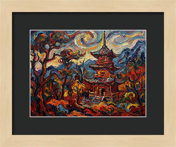 Pagoda In Vibrant Swirls