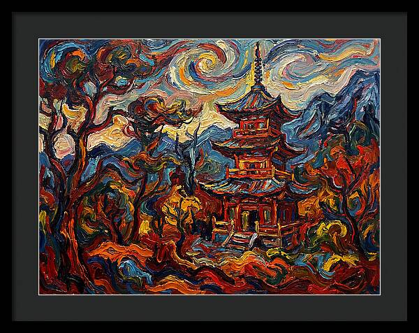 Pagoda In Vibrant Swirls