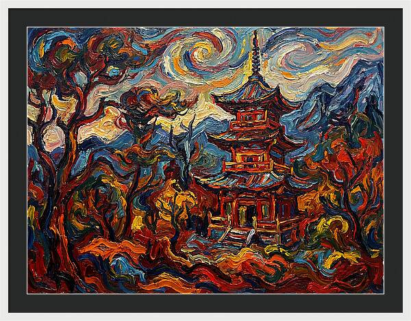 Pagoda In Vibrant Swirls