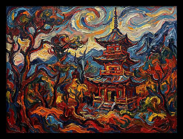 Pagoda In Vibrant Swirls