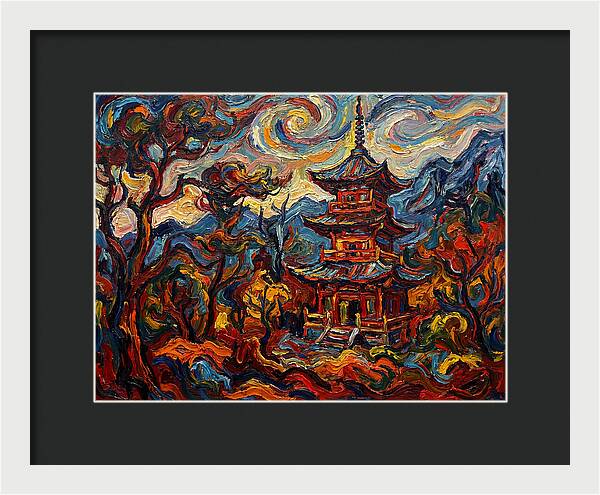 Pagoda In Vibrant Swirls