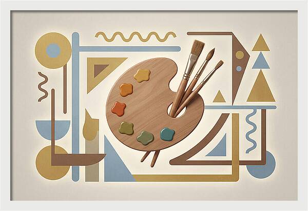 Paint Palette And Brushes