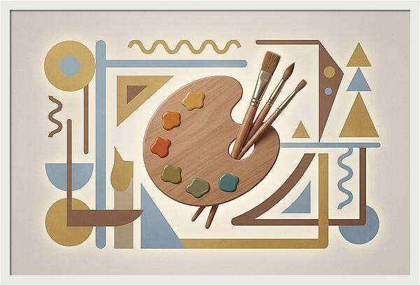 Paint Palette And Brushes