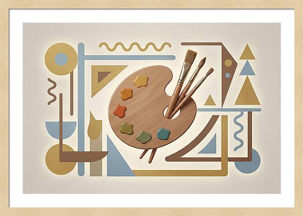 Paint Palette And Brushes