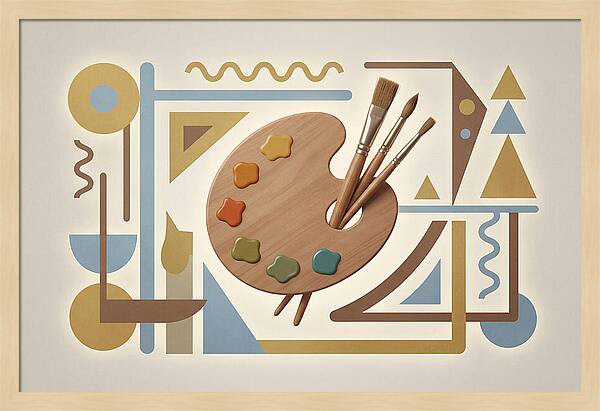 Paint Palette And Brushes