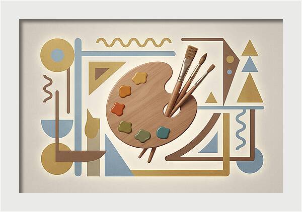 Paint Palette And Brushes