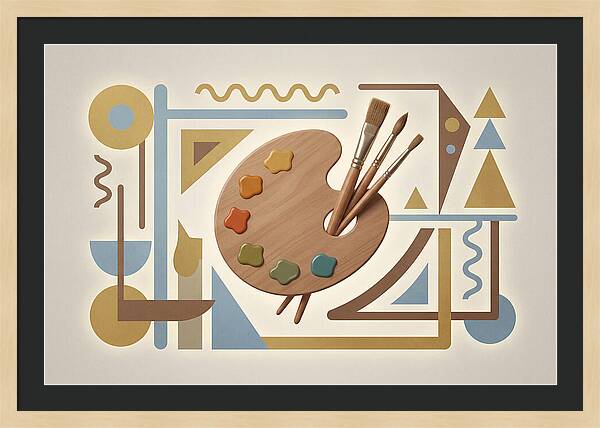 Paint Palette And Brushes