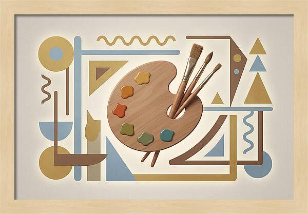Paint Palette And Brushes
