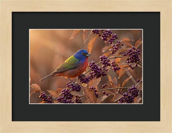 Painted Bunting Among Berries