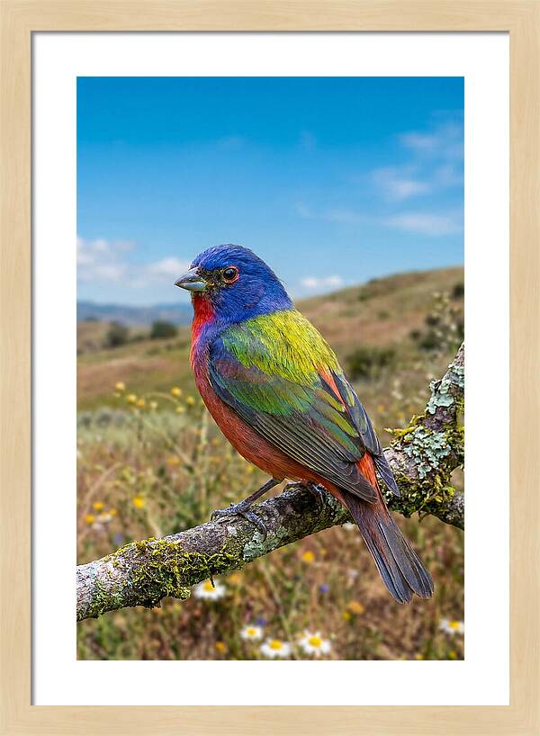 Painted Bunting In Vivid Colors