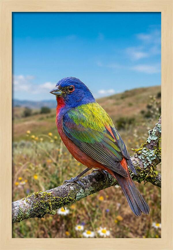 Painted Bunting In Vivid Colors