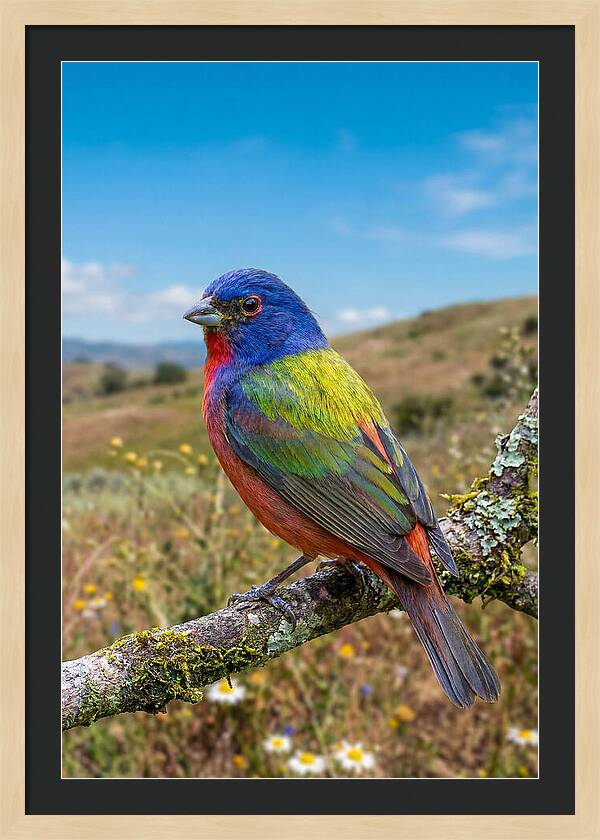 Painted Bunting In Vivid Colors