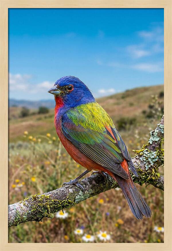 Painted Bunting In Vivid Colors