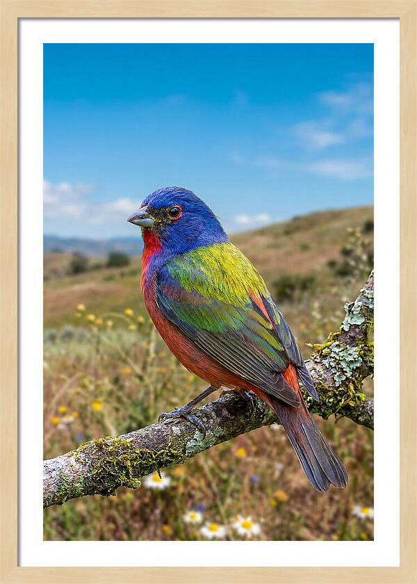 Painted Bunting In Vivid Colors