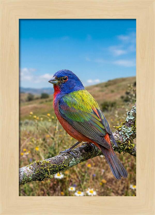 Painted Bunting In Vivid Colors