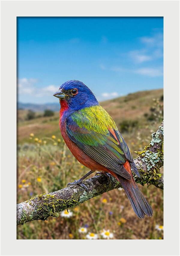 Painted Bunting In Vivid Colors
